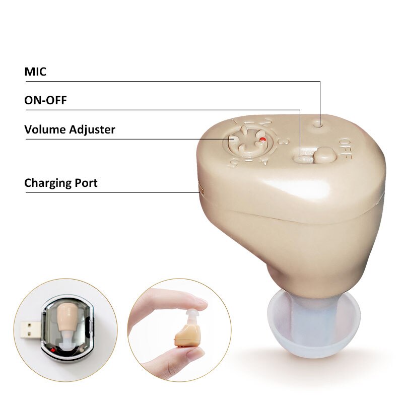 Hearing Aids Rechargeable Audifonos Portable Hearing Device High Power Sound Amplifier Adjustable Tone for The Elderly/Deafness