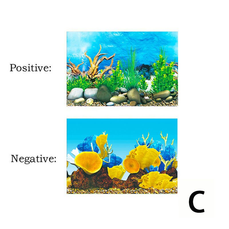 Aquarium fond papier peinture HD image 3D Aquarium papier peint Double face Aquarium décoratif Aquarium autocollant: style C / 30x62cm