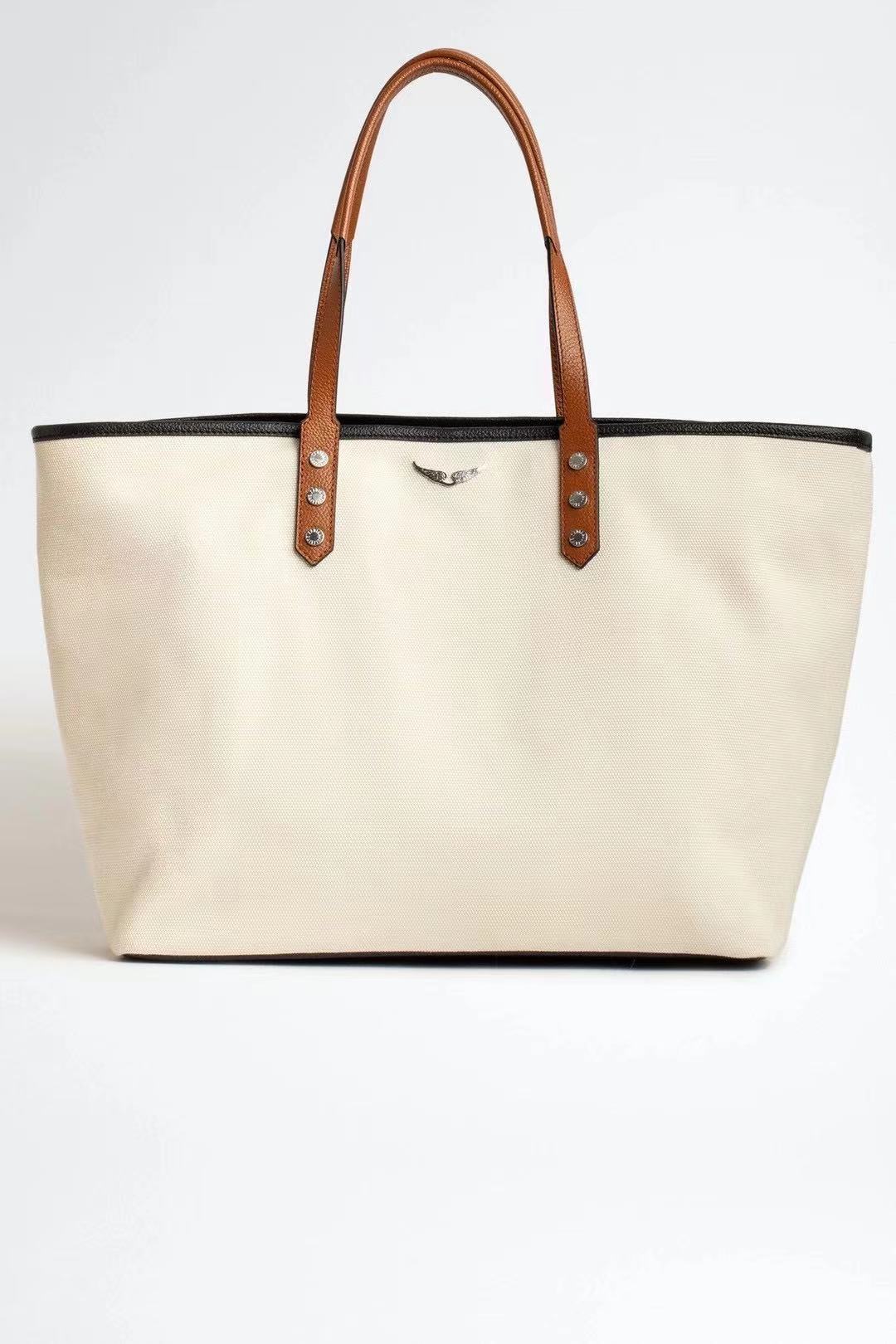 Product Vier Seizoenen Alle-Wedstrijd Brief Afdrukken Rits Grote Capaciteit Canvas Handtas Shopper Tas