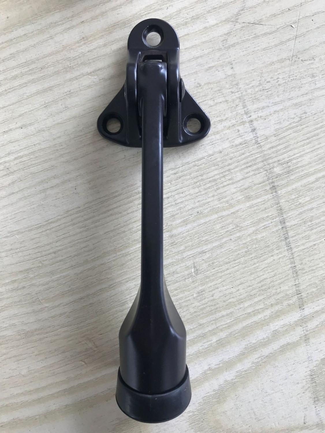Magnetisk dørstopper børstet dørholder fanger gummibuffer væg gulvmonteret stop hjem dørholder: Sort