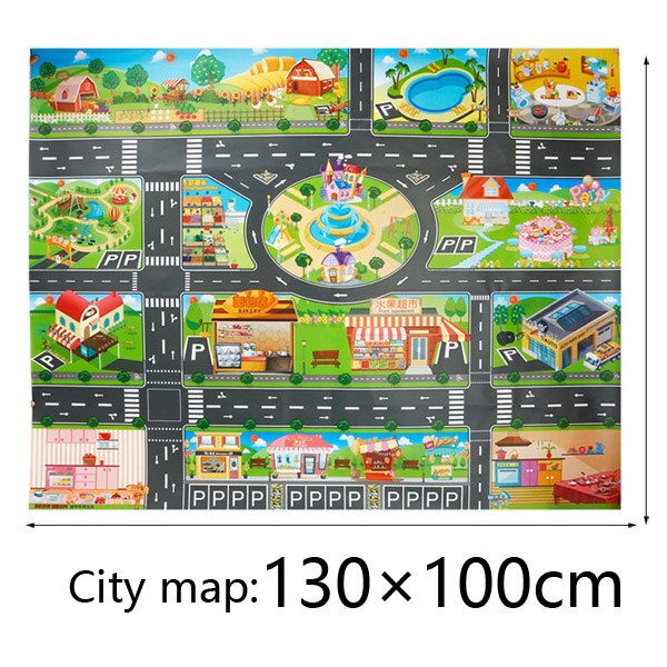 Nuovo 130X100 CM Nordic giocattolo neve tappeti per auto mappa giochi per bambini coperta di zona pad urban road map gioco pieghevole costruzione di parcheggio: City map 130x100