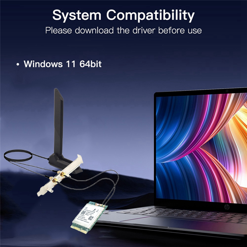 Karta Wifi7 ABUO-MT7927 8774M Bezprzewodowa Karta Wifi BT5.4 2.4G/5G/6G Tri-Band Gigabit Wifi 7 M. 2 Karta Bezprzewodowa z Anteną