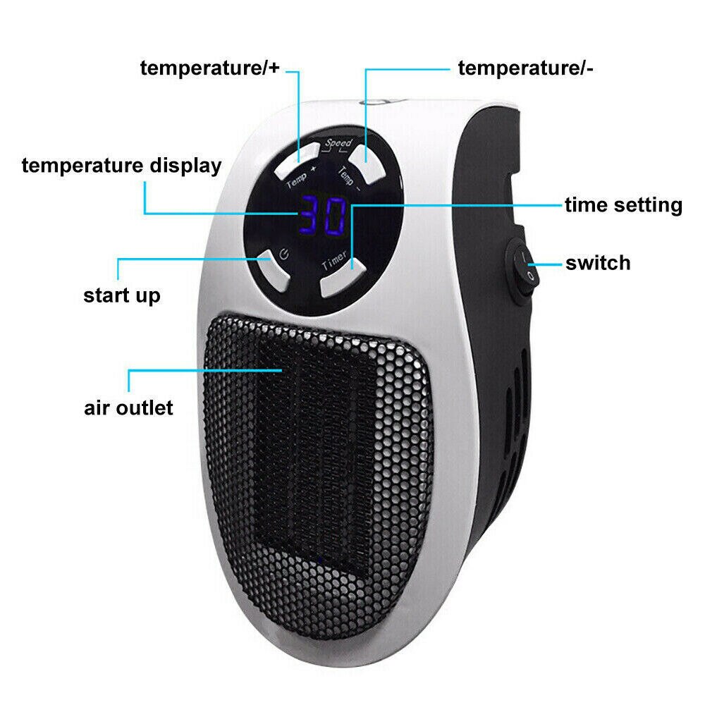 Plug In Wall Electric Heater Portable Heaters Household Radiator With Remote Control Heat Warm Machine 500W Against Cold