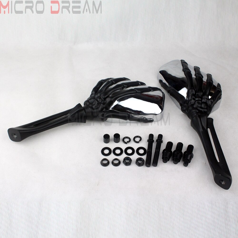 Aluminum Motorcycle Rear View Side Mirrors For Harley Chopper Bobber Fat Boy Cruiser Custom Skeleton Hand Claw Mirror