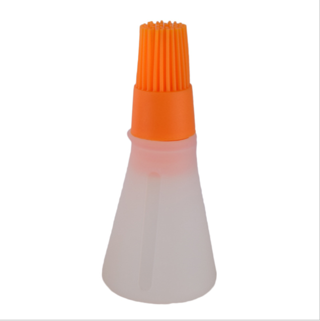 1 stk bærbar silikoneolieflaske med børste grill oliebørster flydende olie wienerbrød køkken bagning bbq værktøj køkkenredskaber til bbq: Orange