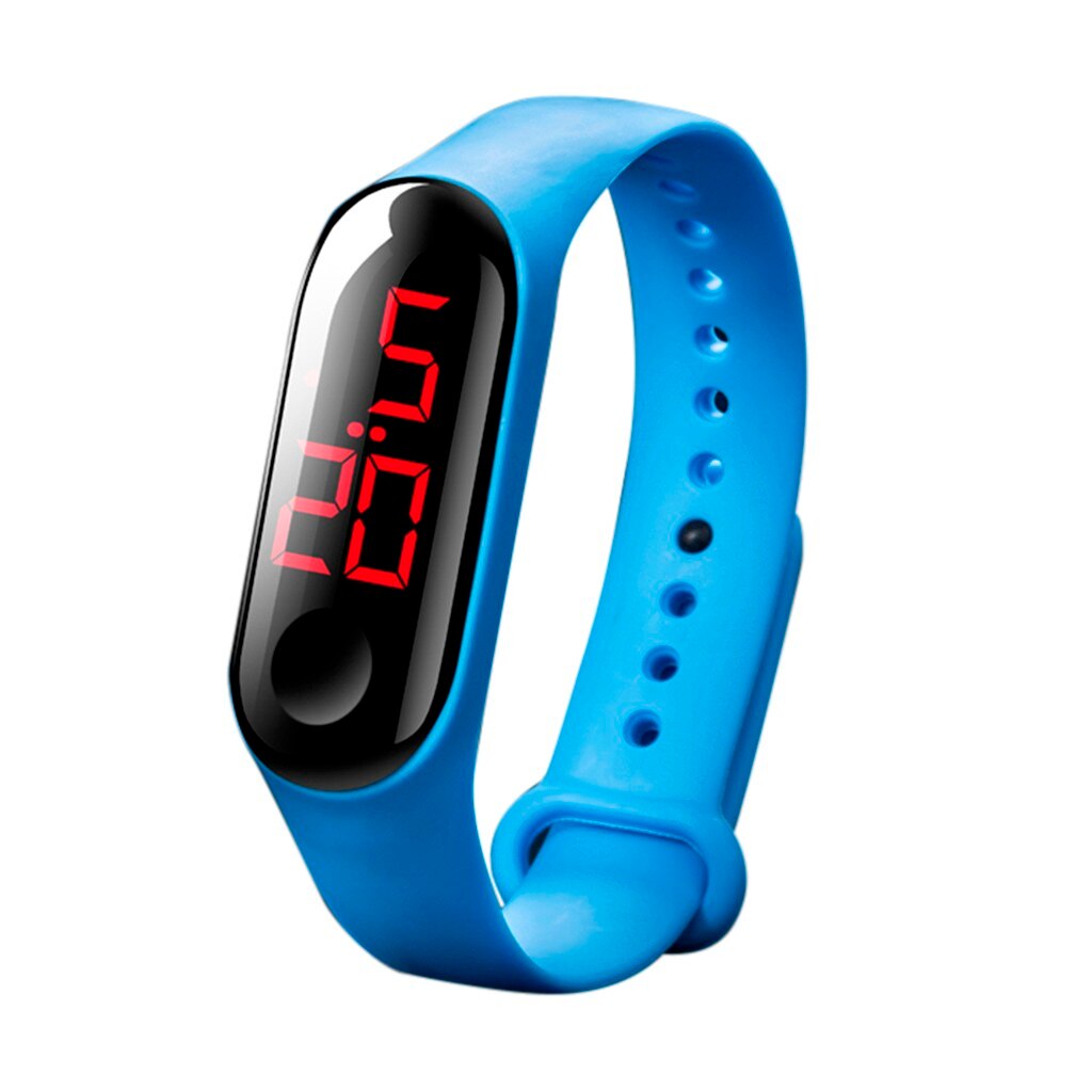 Men Women Sport Watch Digital LED Pedometer Run Step Walking Distance Calorie Counter Watch Bracelet Waterproof Watches: Blue