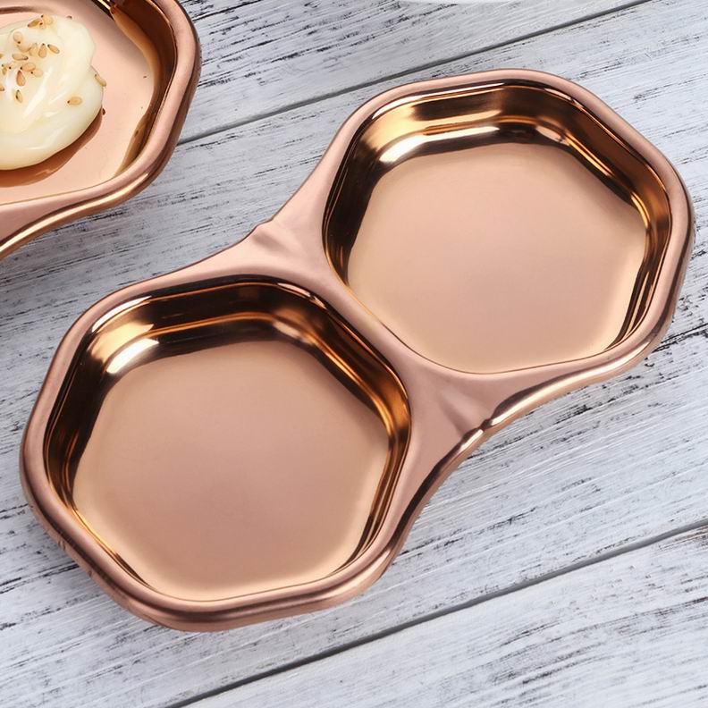 304 Roestvrij Staal Keuken Rooster Kruiden Kleine Schotel Van Sojasaus Japanse Trays Servies Azijn Saus Schotel Snack Plaat: 1 Rose Gold