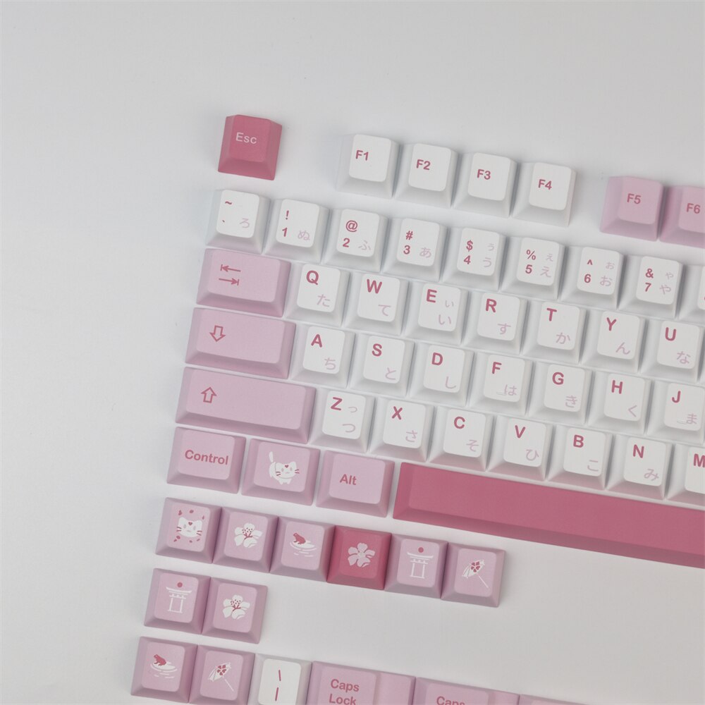 GMK-Teclado mecánico Sakura Cat, 140 teclas, Cherry PBT, DYE- Sublimation, con barra espacial 1.25U, 1.75U, 2U, Shift 7U