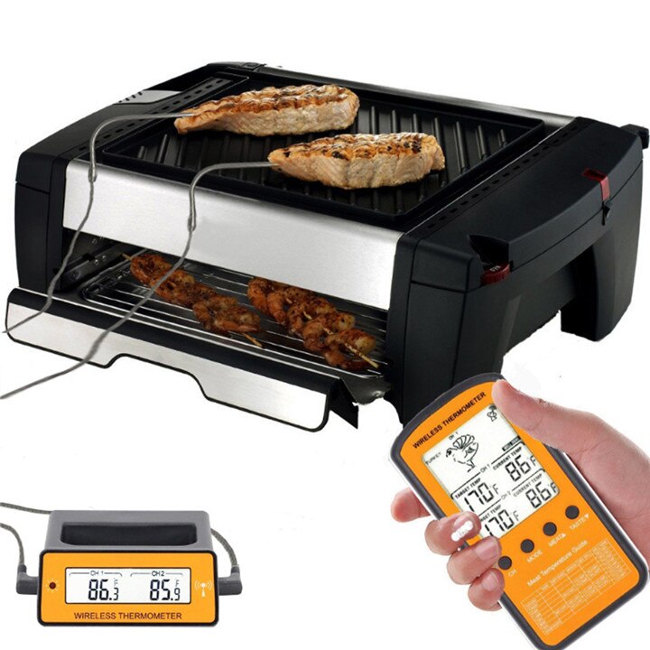 Ttlife Digitale Draadloze Afstandsbediening Dual 2 Probe Vlees Thermometer Voor Bbq Oven Grill Roker Bbq Thermometer Picknick Barbecue Keuken