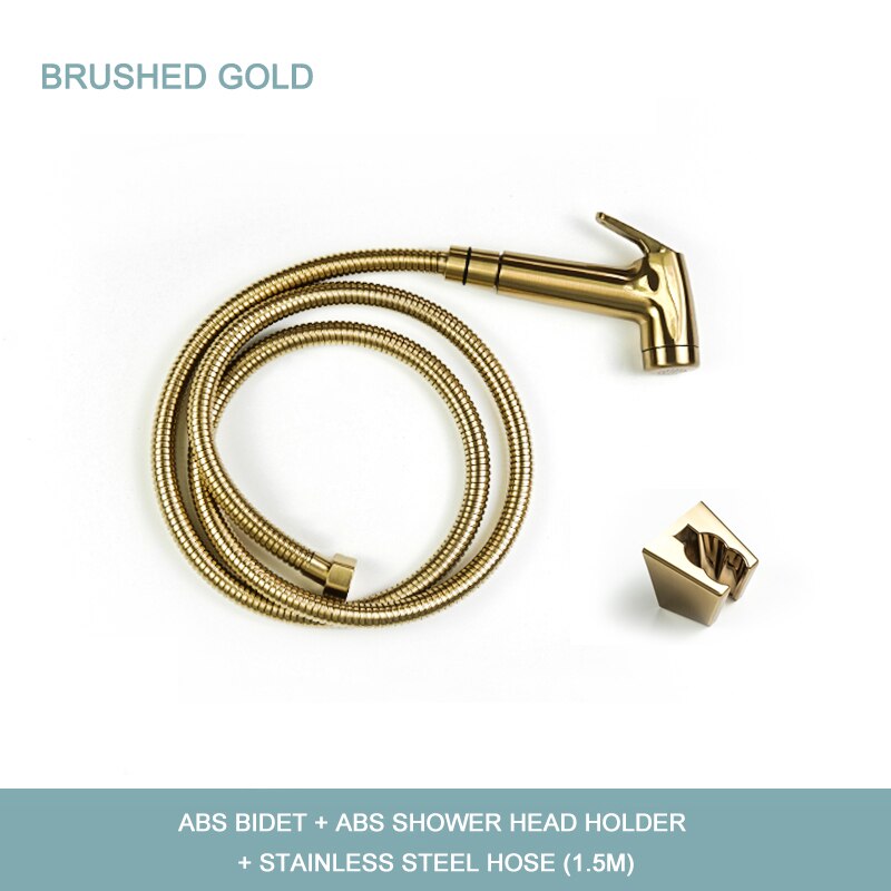 Pulvérisateur de Bidet mural pour toilettes, salle de bain en ABS, ensemble de pulvérisation à main, Douche autonettoyante, pomme de Douche avec tuyau: Brushed Gold Set