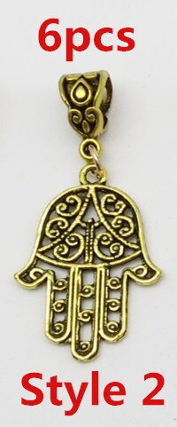 6 Stks/pak Gouden Viking Charms Haar Vlecht Dread Dreadlock Baard Kralen Manchetten Ringen Sieraden Voor Vrouwen Haaraccessoires: 6pcs Style 2