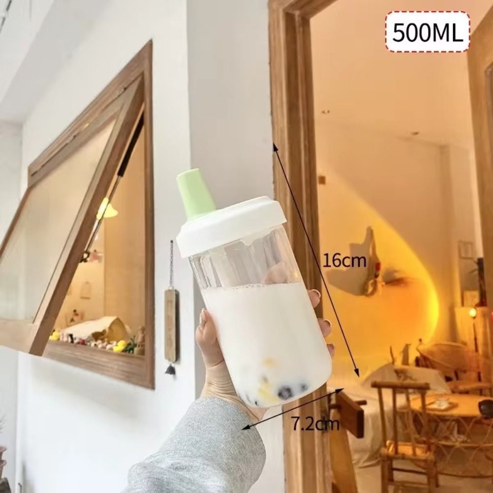 500/850 ml Waterflessen Sap Melk Plastic Beker met Deksel Stro Bubble Thee Koffiekopjes Transparante Grote Capaciteit drinkware
