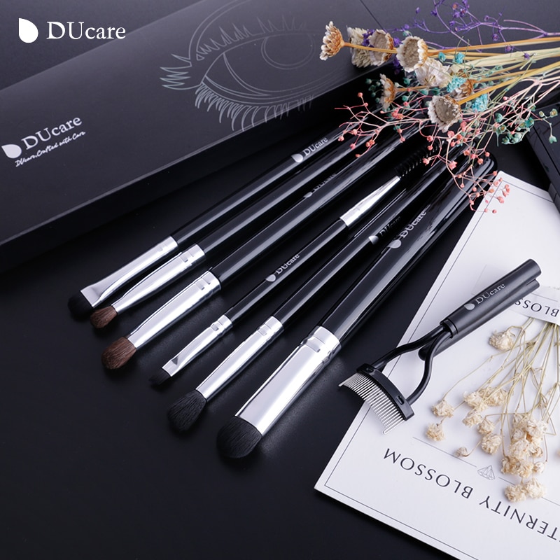 DUcare 7 PCS Up Kwasten Oogschaduw Borstel Set Opvouwbare Wimper Kam Wenkbrauw Cosmetica Gereedschap Kit