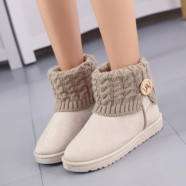 Winter Große Mädchen Schnee Stiefel Frau Wilden Gestrickte nackt Stiefel freundlicher Dicke Warme Schüler Anti-Schleudern große Größe Mädchen schnee Stiefel