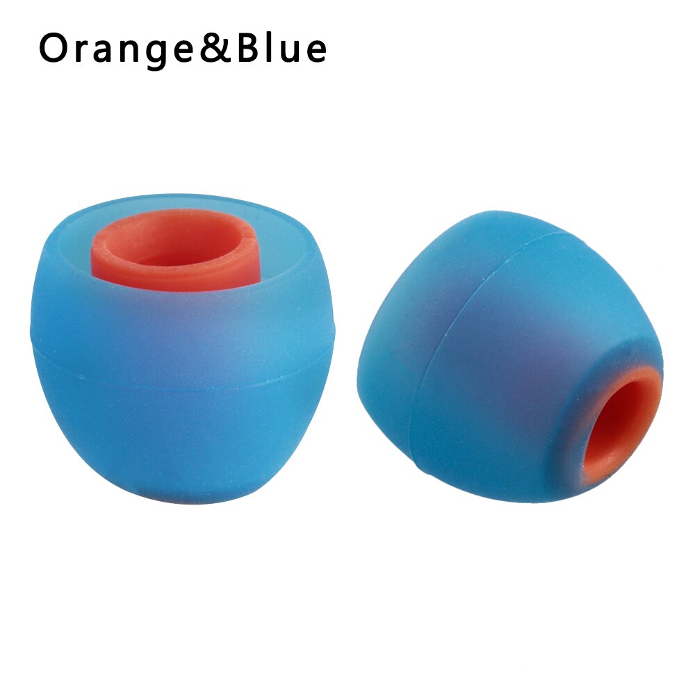 2Pcs/1 Pair Colorful Rubber 3.8mm In-ear Earphone Earbuds Replacement Silicone Rubber Ear Tips Universal Replacement Earbuds: L blue orange