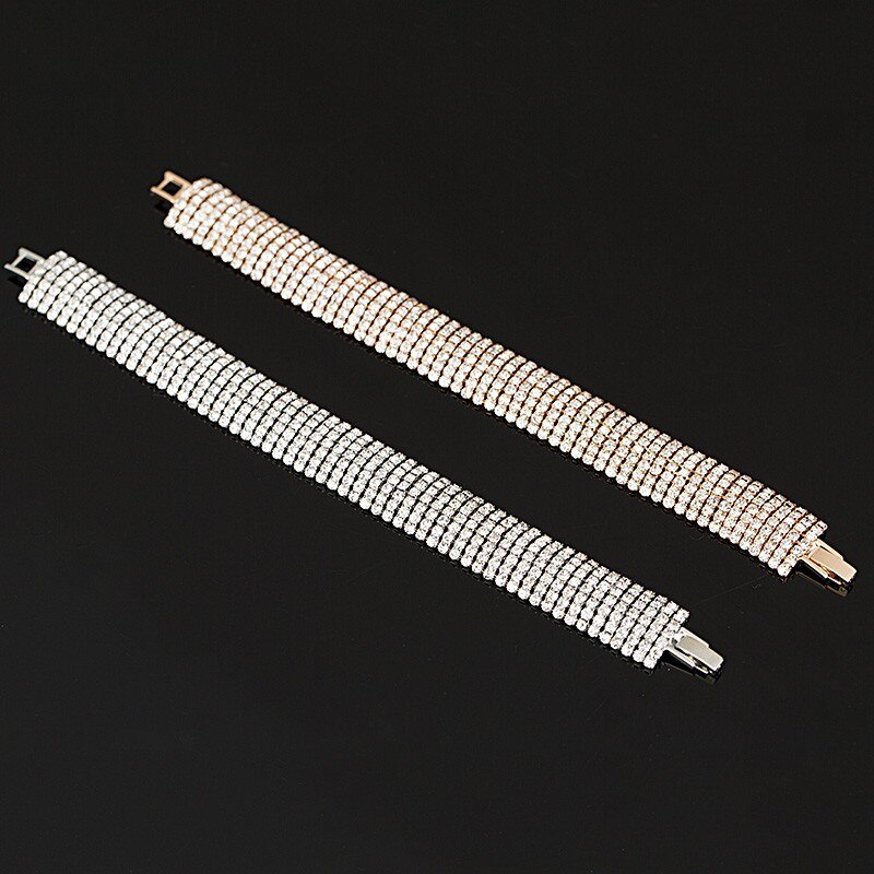 Luxus Kristall Armbänder Für Frauen Gold und Silber Überzogene Verknüpfung Armbinde-Armbinde-Kunst Strass Schmuck Für Frauen # B011