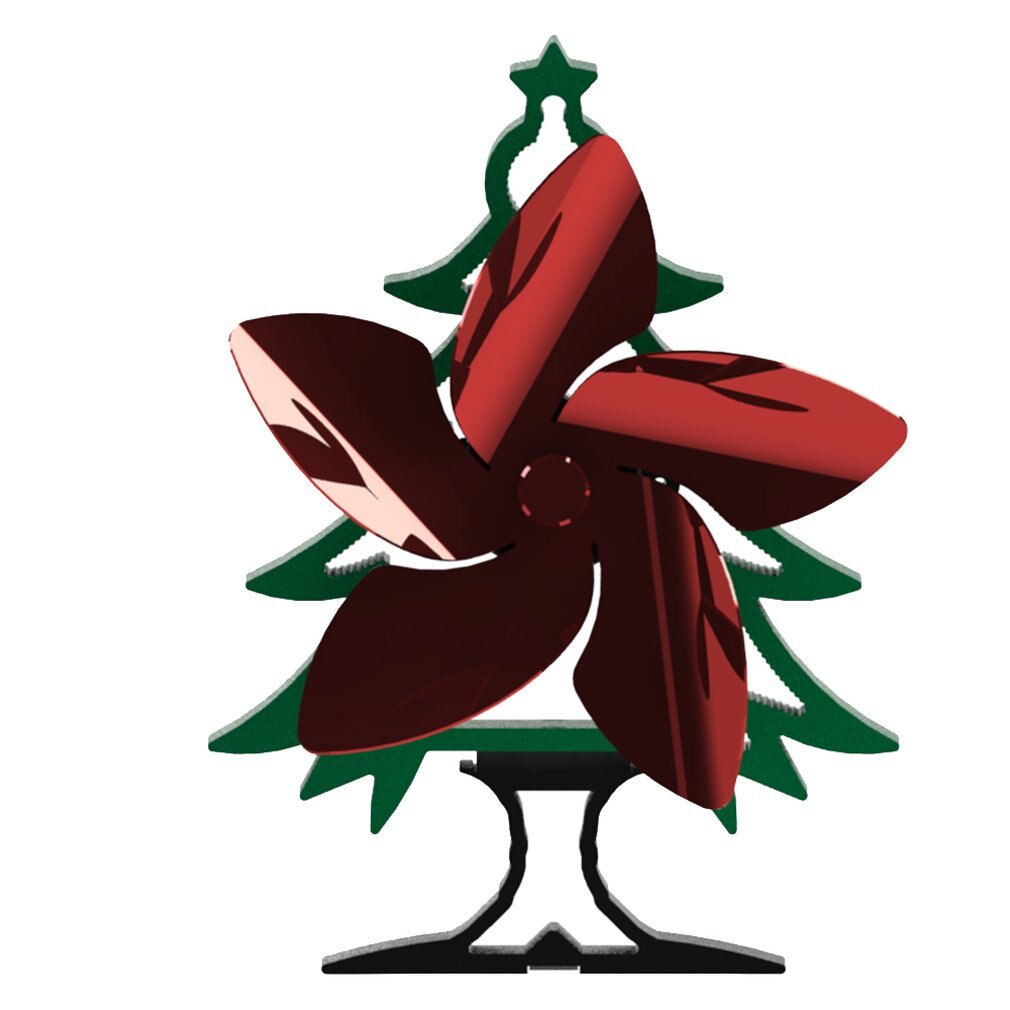 European style simple and portable Christmas tree fireplace fan 5-blade fan Energy Saving driven by thermal energy