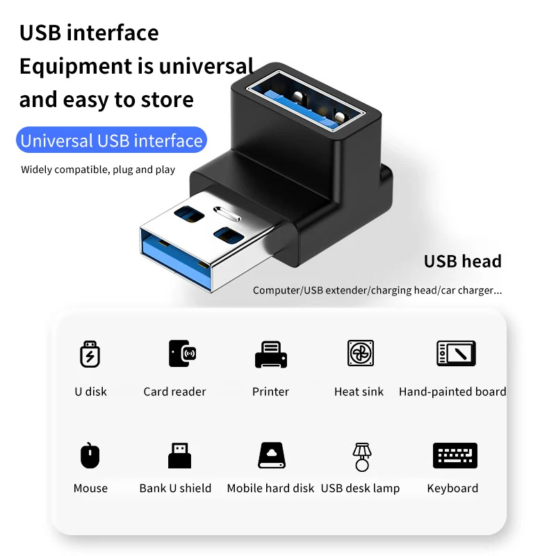 Adaptateur d'extension USB 3.0 mâle à femelle à Angle droit, coude vers le haut, connecteur USB 10Gbps pour PC portable, convertisseur de prise, 90 degrés