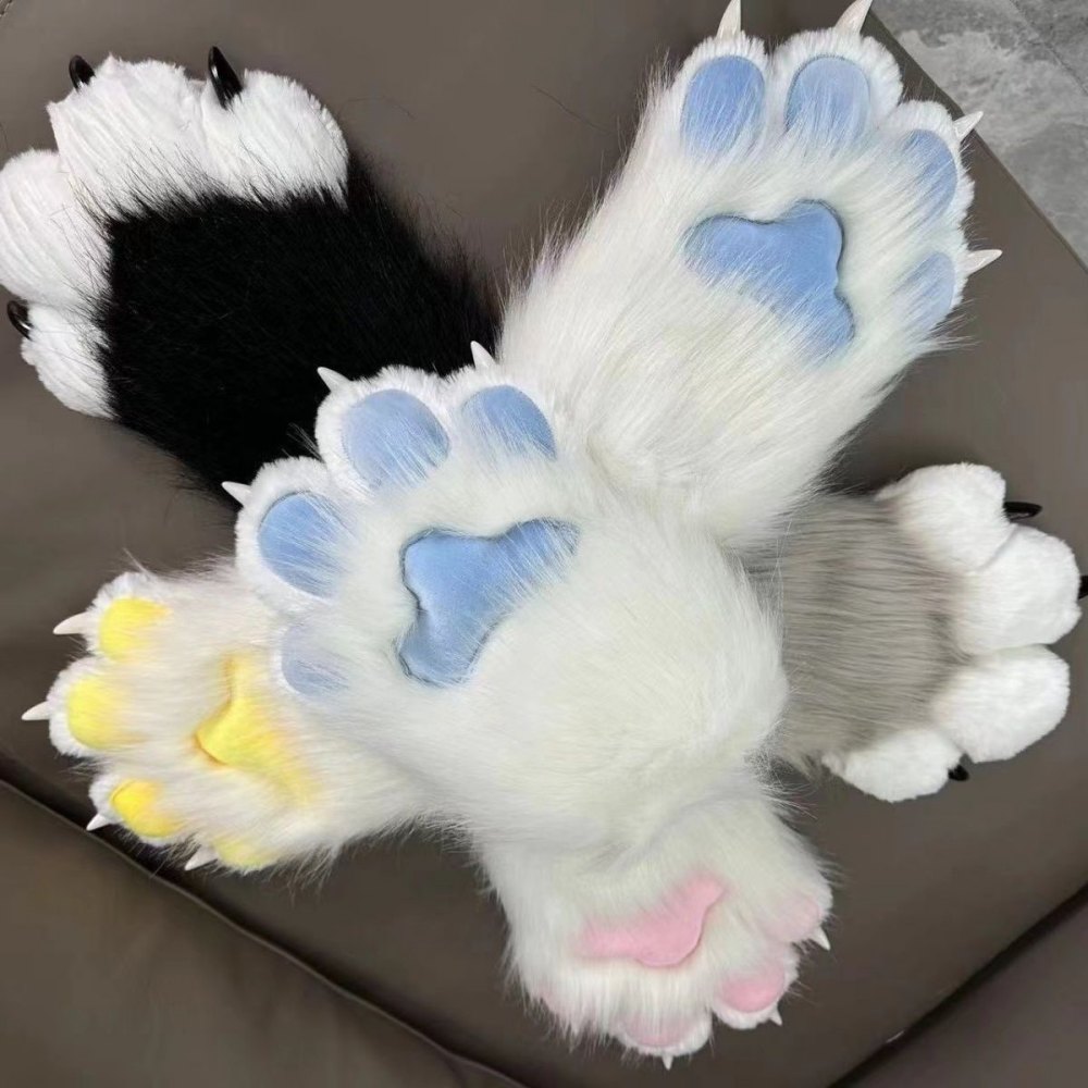 Kig fursuit kigurumi peludo animal garras unhas luvas cosplay traje wearable peludo animal pata cosplay adereços