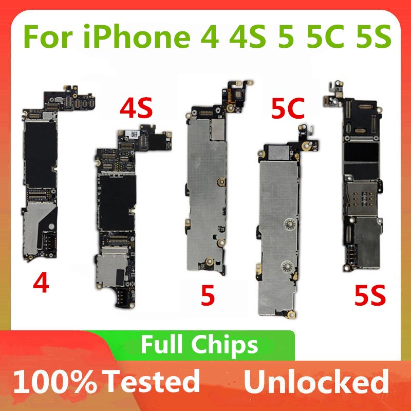 Para iphone 4 4S 5 5C 5S Placa base con el Sistema IOS Original desbloqueado para iphone 4S lógica con la Chips 8GB /16GB /32GB