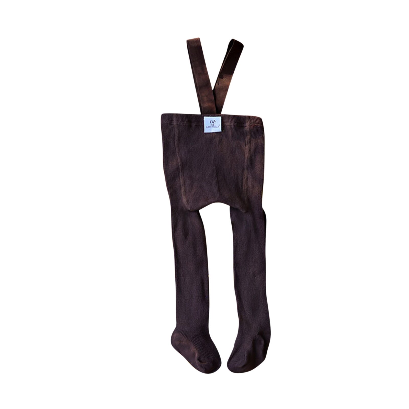 Bebé bebé tirantes acanalado medias primavera otoño bebé niñas lindo sólido alto cintura venda general Leggings 0-12M: Marrón