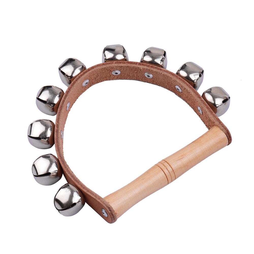 Handbell Hand Bells with 7pcs Jingle Bells Wood Handle Musical Instrument Toy for Music Class
