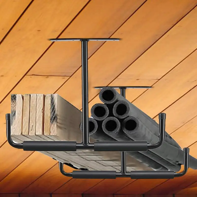2PC soffitto cremagliera lo scaffale T-a forma di in testa box auto Deposito cremagliera pesante dovere appendiabiti per box auto giardino utensili Pala rastrello Organizer