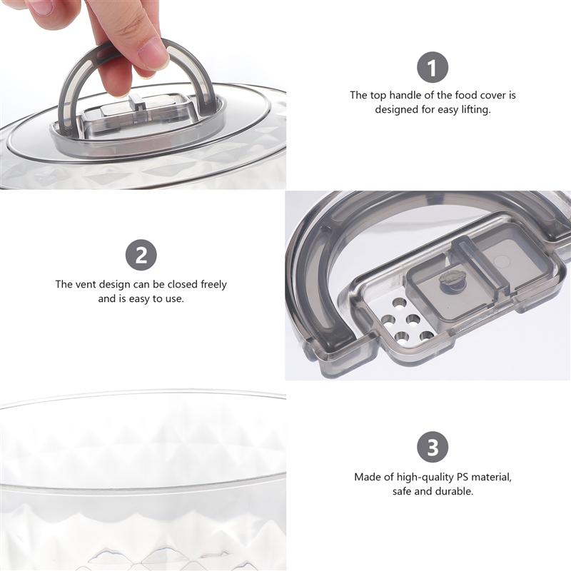 Transparent Food Cover Dust-Proof Plastic Round Dome Cake Fresh-Keeping Lids Snack Tray Display Cover Kitchen Tools