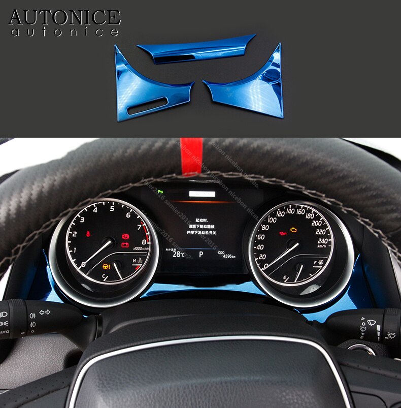 3pcs stainless steel INSTRUMENT DASHBOARD PANEL TRIM COVER STRI fit for toyota Camry: Blue