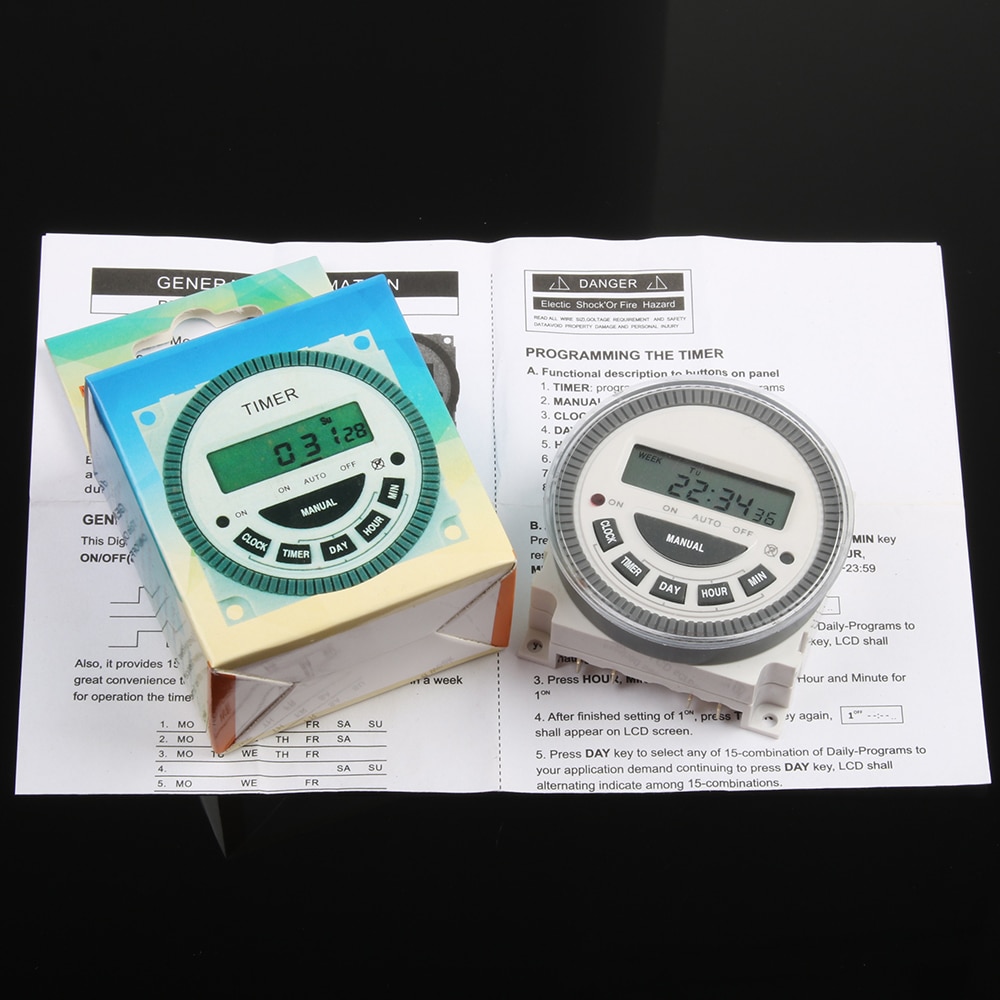 TM619 AC220V 230V 240V 16A Digital LCD Power Timer controller Relay with UL listed relay 7 Days Weekly Programmable Timer switch