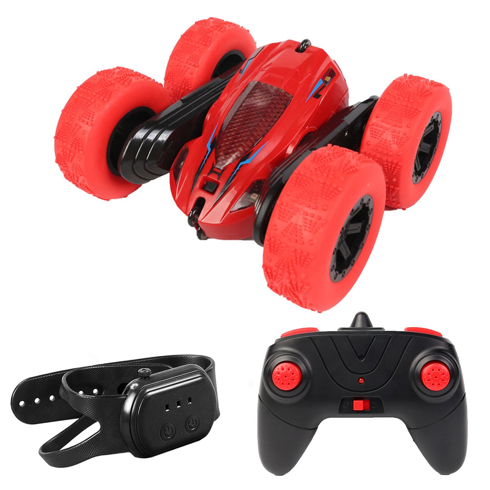 RC Stunt Car for Kids Double Sided 2.4GHz 4WD Remote Control Stunt Car 360° Stunt Roll Vehicles with Light: Red