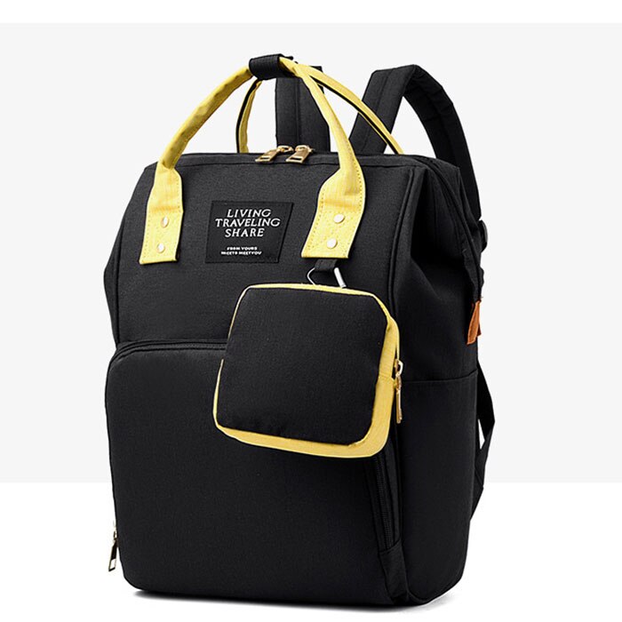 Baby Pflege Kinderwagen Tasche Multi Funktion Große Kapazität Windel Tasche Organizer mit Ändern Pad Rucksack Mutter Tasche: Schwarz