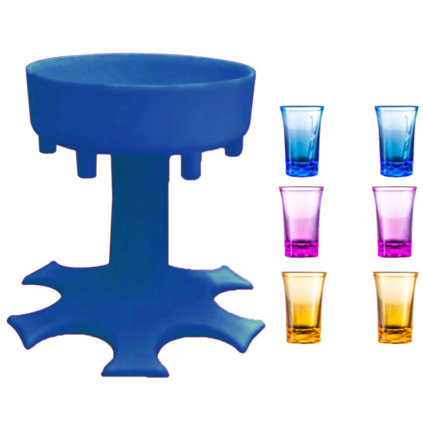 Shot Glass Dispenser Six Ways 6 Shot Great Party Gray Bar Accessories Pourer Drinking Games Glass Dispenser: Blue  A2