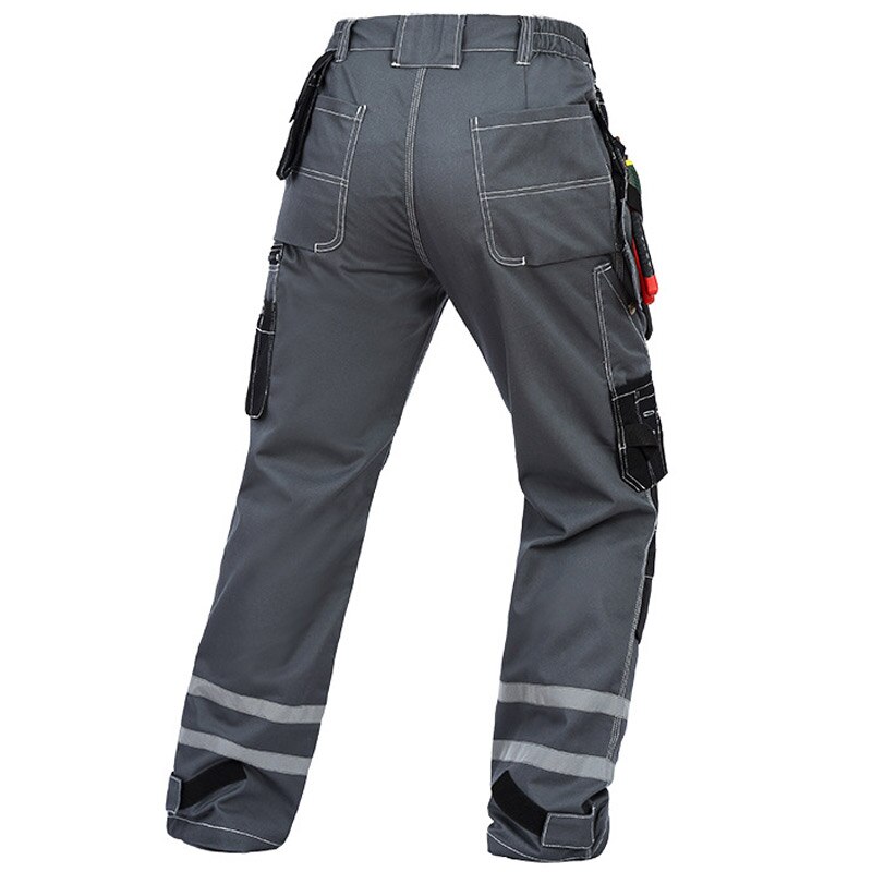 Work Pants Men Wear-resistant Multi pockets Working trousers Reflective Strap Worker Mechanic Factory Functional Cargo Pants