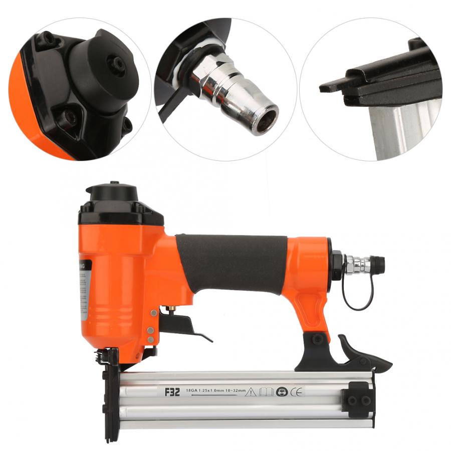 Stapler F32 Pneumatic Nail Gun Straight Nail Air Powered Nailers Stapler Staple Gun 18GA 1.25 * 1.0mm Power Tool Accessories