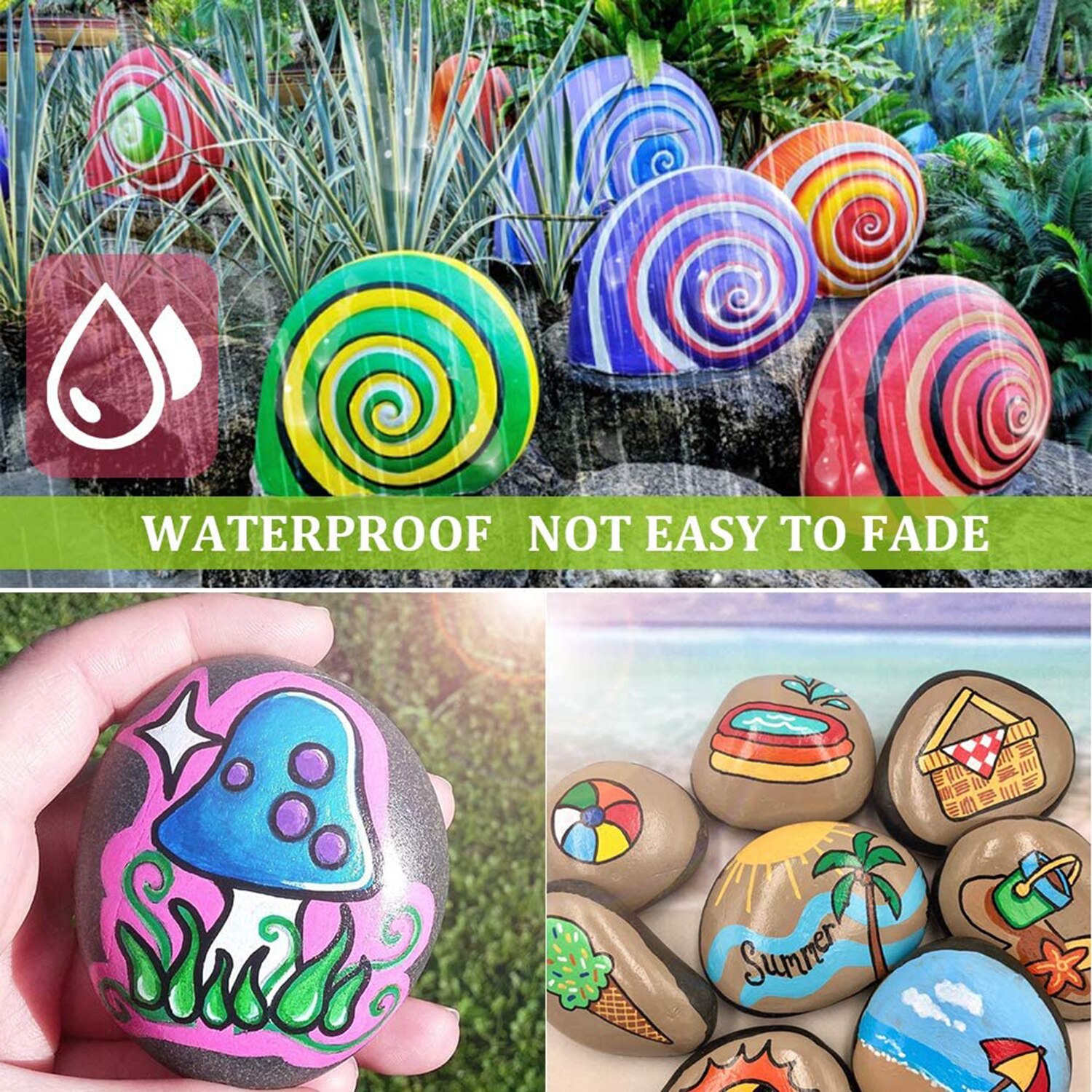 Acrylic Paint Pens 0.7mm/2.0mm Tip Marker Pens for DIY Craft Projects Waterproof Permanent Paint Art Marker for Rock Painting