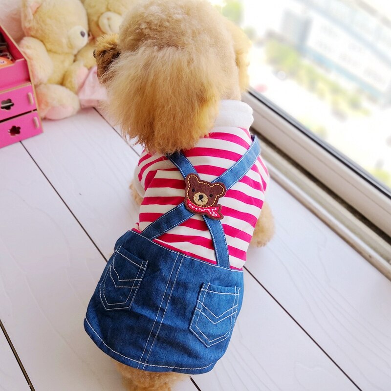 Berenkleding jurken hond rood blauw gestreept denim prinses rok bruiloft huisdier jurken voor puppy dieren chihuahua yorkshire mopshonden