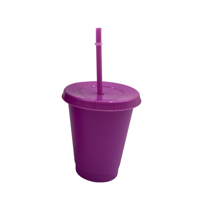 Plastic Stro Cup Multifunctionele Kerst Dag Stro Fles Outdoor Draagbare Leuke Waterfles Kantoor Drank Koffie Mok: S bright purple