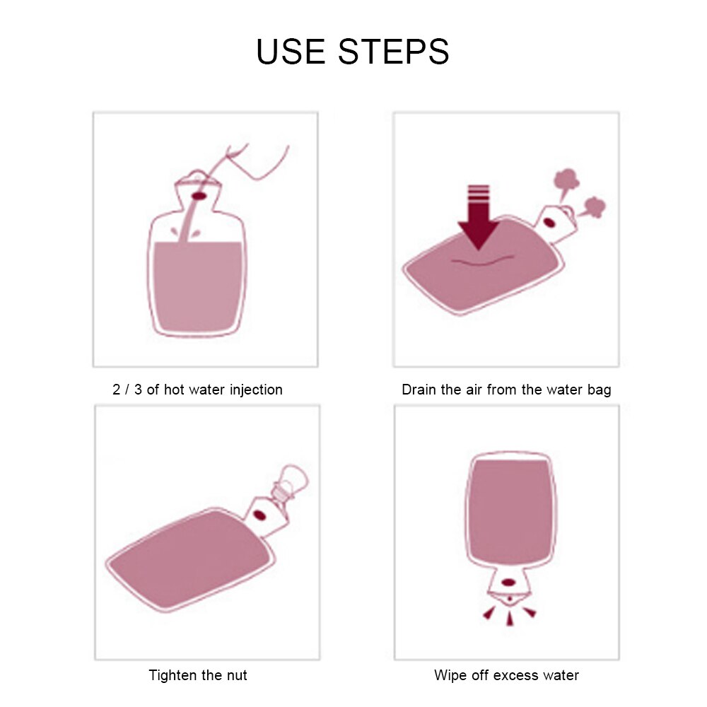 2000ml Water Bottle Knitted Cover Solid Color Water-filled Bag Cloth Cover Hand Warmer Winter Soft Water Bottle