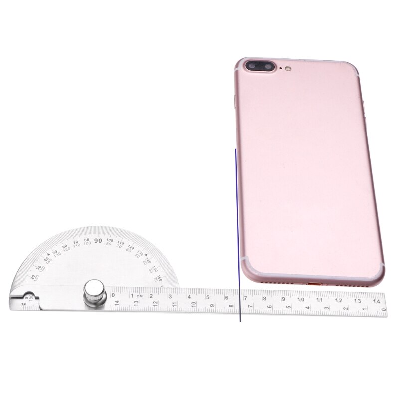 0-180° Angle Ruler Round Head Rotary Protractor Adjustable Universal Stainless Steel Measuring Tool