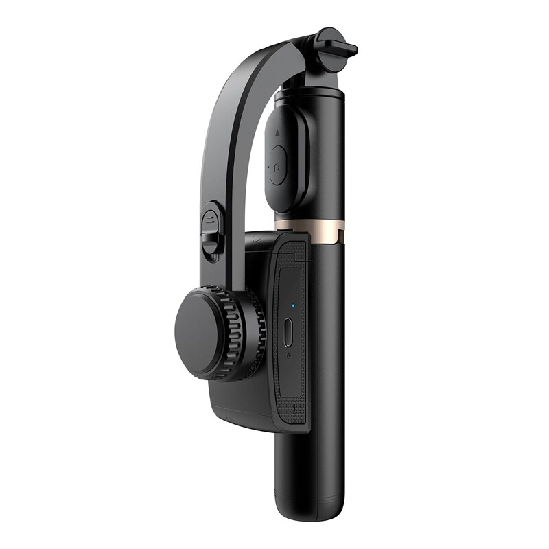 Kabelloser bluetooth-selfie-stick mit multifunktionalem stabilisator, anti-wackel-funktion und faltbarer handyhalterung für ios und android: Schwarz