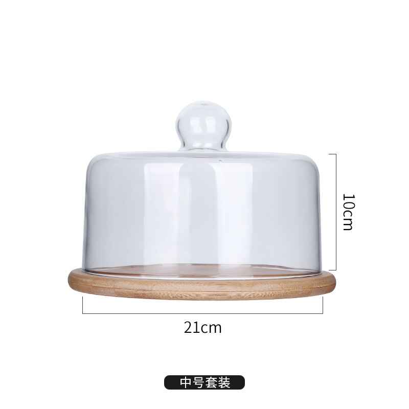 Afternoon Tea Cake Stand Vintage Hout Glas Fruit Dessert Snoep Snack Cake Stand Woonkamer Ondersteuning Gateau Servies DG50TD: 21cm