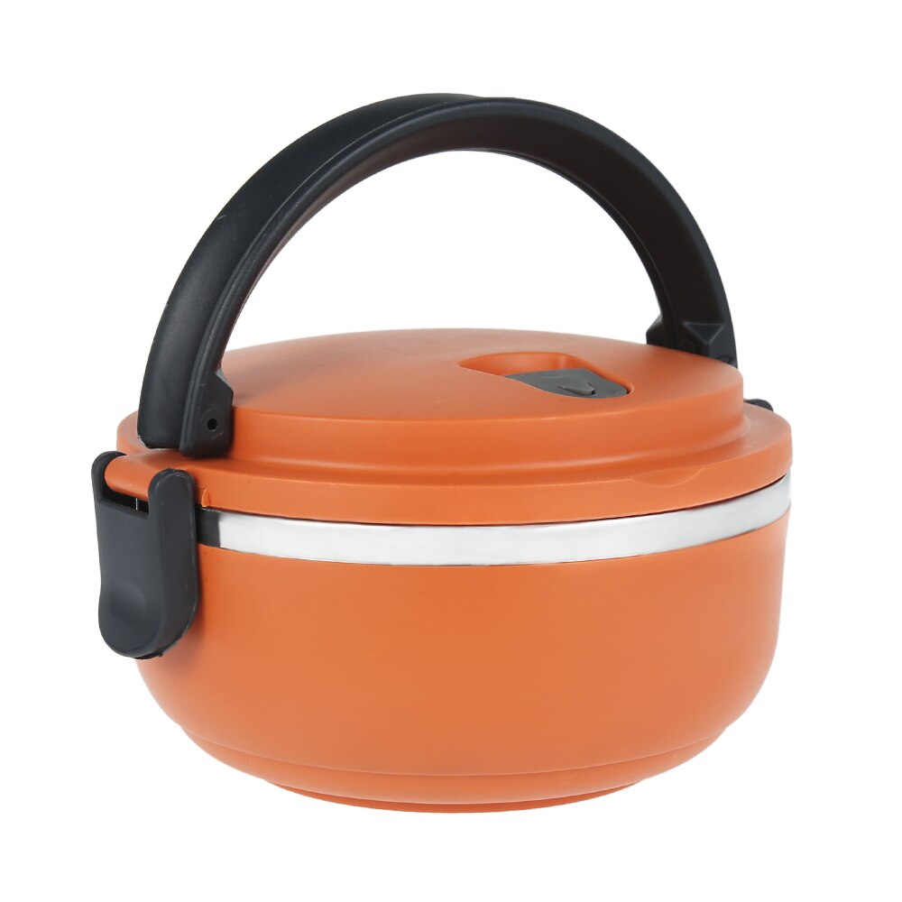 1Layer Rvs Isolerende Thermische Lunchbox Bento Kantoor Servies Picknick Voedsel Opslag Container Lekvrij Thermos Lunchbox: Oranje