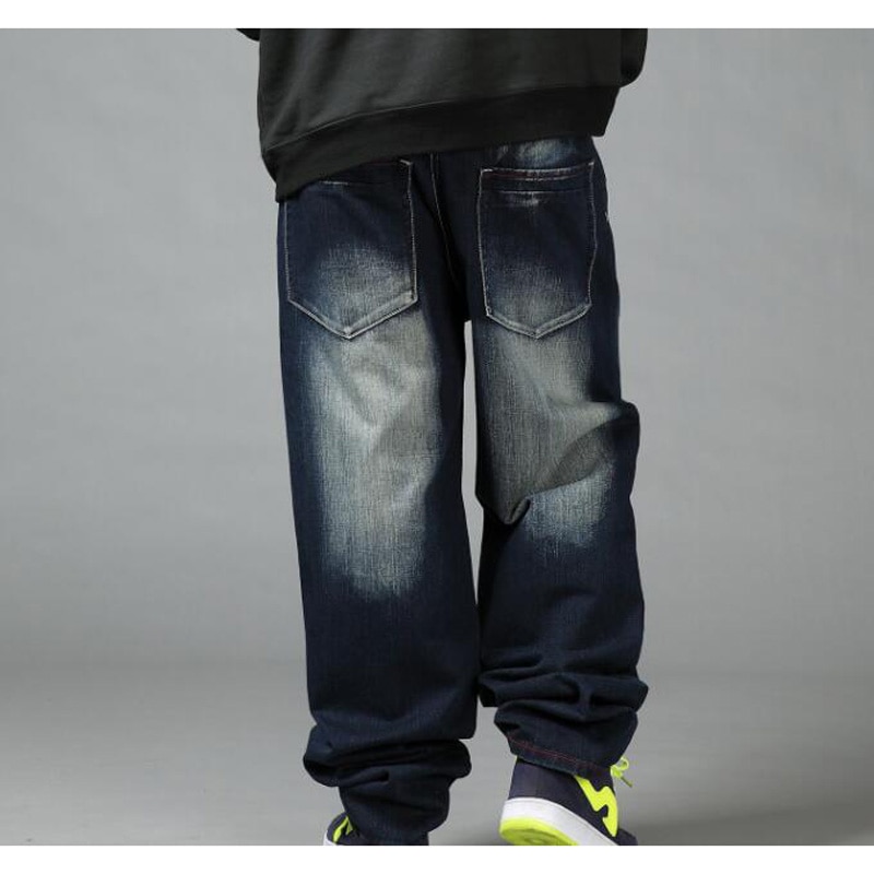Hip hop baggy jeans herre denim hip hop løse bukser rap jeans til dreng rapper plus størrelse 30-46