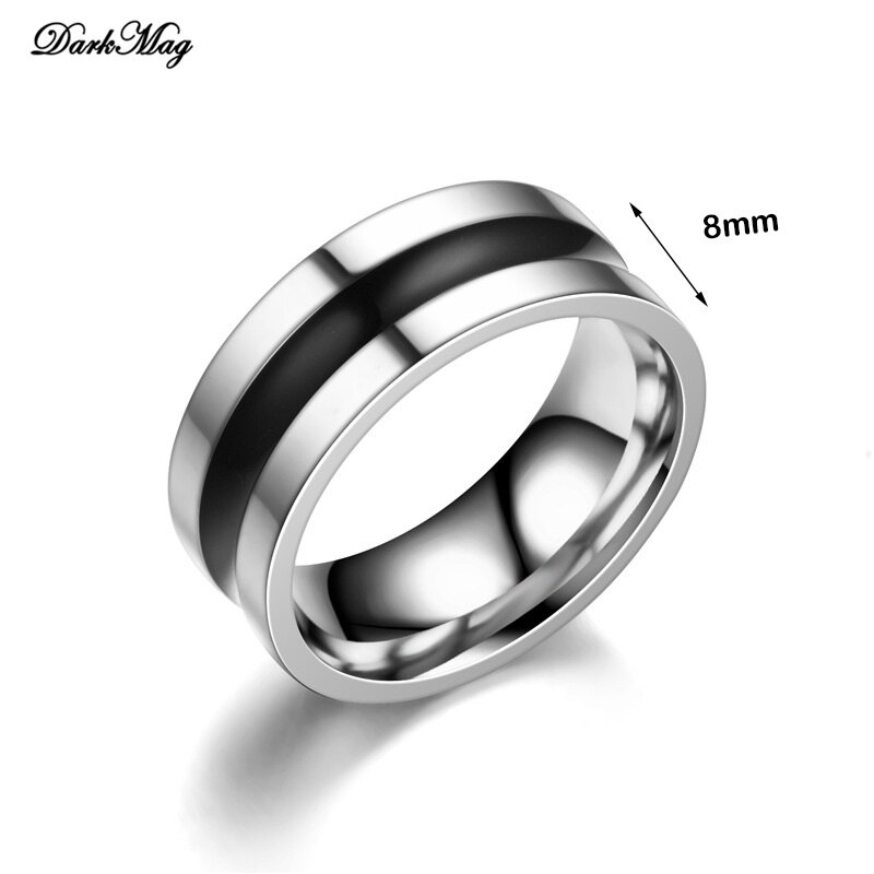 DarkMag Men's Tungsten Wedding Bands Ring Thin Black Line Engagement Ring USA Male Jewelry 8MM Wide