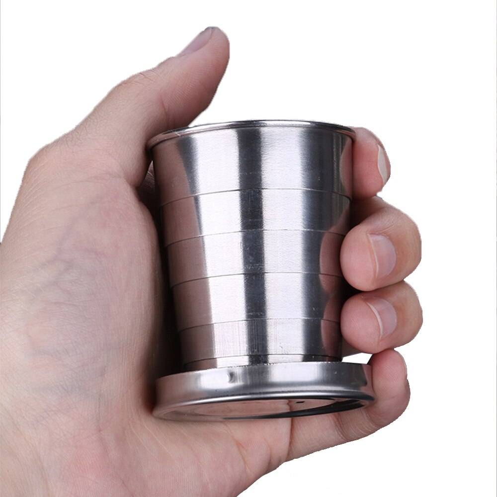 75/150/250Ml Rvs Folding Cup Draagbare Reizen Camping Cups Sleutelhanger Mokken Outdoor Reizen Vouwen inklapbare Cup