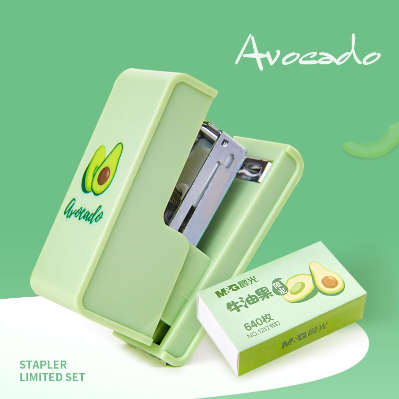 Met Avocado Set Mini Nietmachine 640 Stuks 12 # Nietjes Verse Groene Fruit Papier Bindmiddel Kantoor Binding School A6623