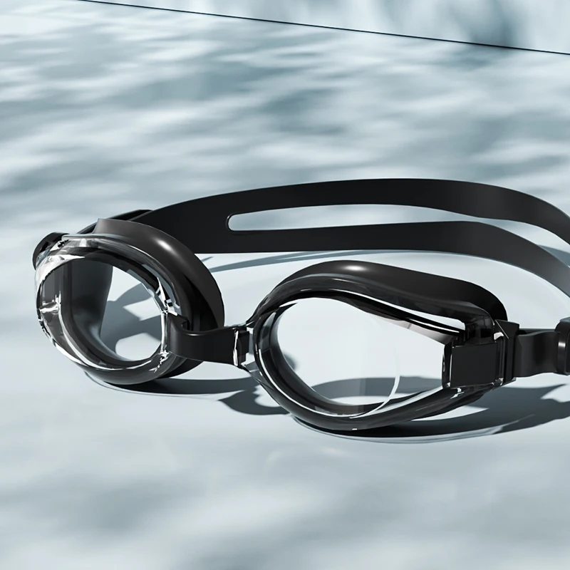 High-definition zwembril voor volwassen zwemuitrusting Waterdichte bril voor volwassenen Platte transparante duikbril: Black