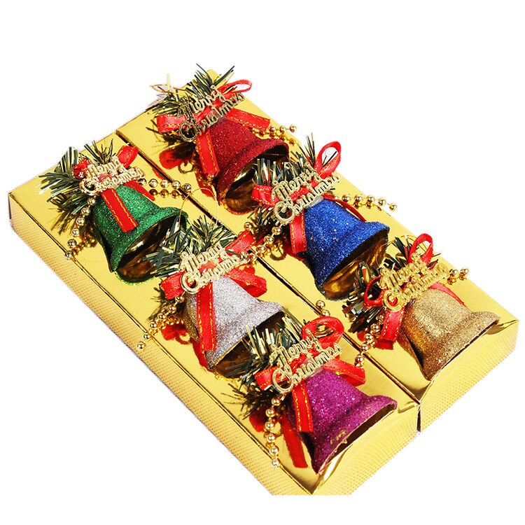 Campanas de plástico con polvo de Color accesorios para árbol de Navidad campanas de Navidad de 5cm: 35mm