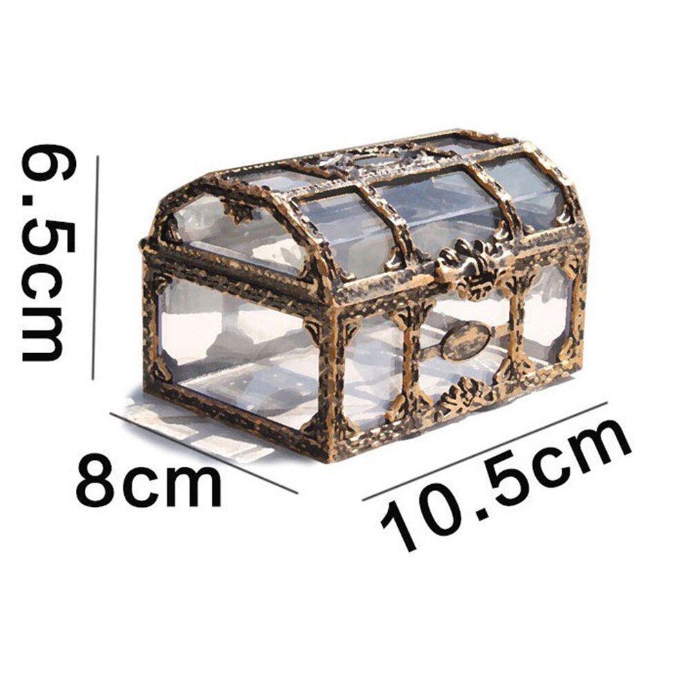 Retro Plastic Transparent Pirate Treasure Box Crystal Gem Jewelry Box Storage Organizer Trinket Keepsake Treasure Chest